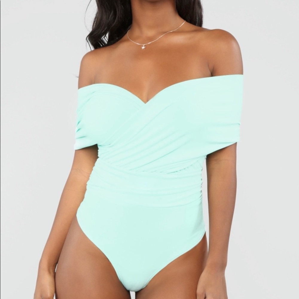 Mint off the shoulder bodysuit-  new